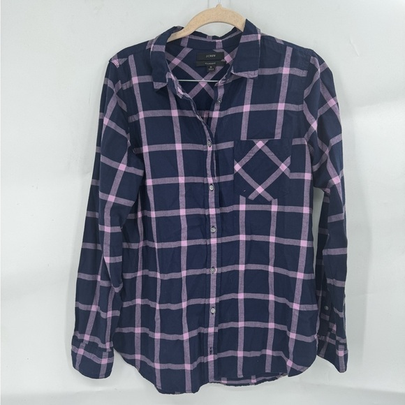 J. Crew Classic Fit Pink Purple Plaid Button Front Women 6 Western Preppy Top - Picture 2 of 8